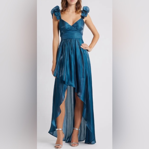 Lulus x Nordstrom Juni Ruffle Shoulder High-Low Gown - Picture 1 of 6